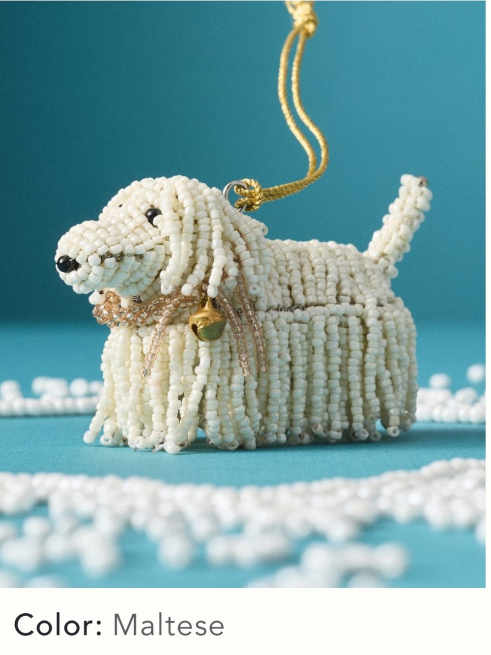 Anthropologie Maltese Dog Beaded Ornament - NWT